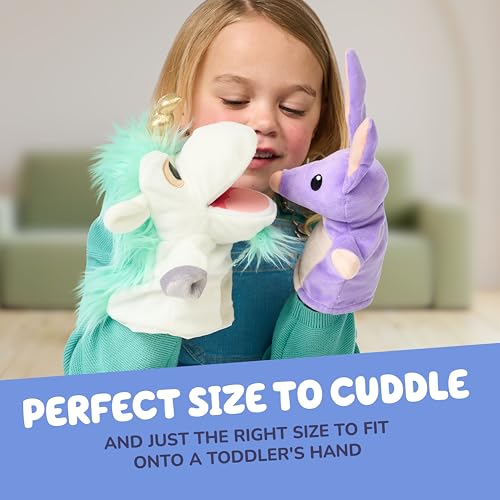 Bluey Unicorse and Bob Bilby Plush Puppet Pack of 2, 8-9”, Soft, Animal Puppets Made for Little Hands, Cuddly Puppets for Kids Ages 3+