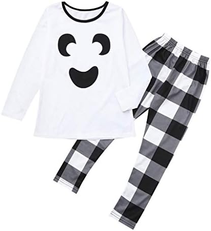 Pyjamas Set Amcool Halloween Drucken Schlafanzug Baumwolle Pyjama Langarm Pyjamahose Nachtwasche Hausanzug Tops Plaid Hosen Familie Sleepwear Amazon De Bekleidung