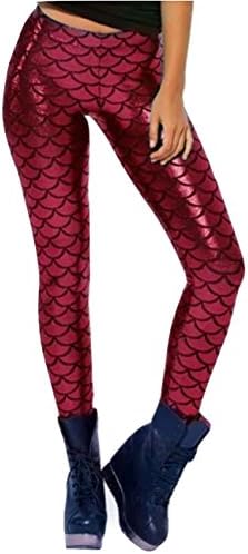 Patook Girls Stretchy Fish Scale Disco Leggings.