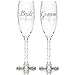 Bride & Groom Silver Champagne Flutes - Elegant Wedding Toast Glass Set For Couples