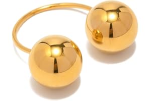 OIDIMS Geometric Balls Minimalist Wrap Open Ring for Women Fashion Ball Stainless Steel Eternity Statement Promise Knuckle Pinky Stacking Adjustable Rings Daughter Bff Birthday Christmas Gifts