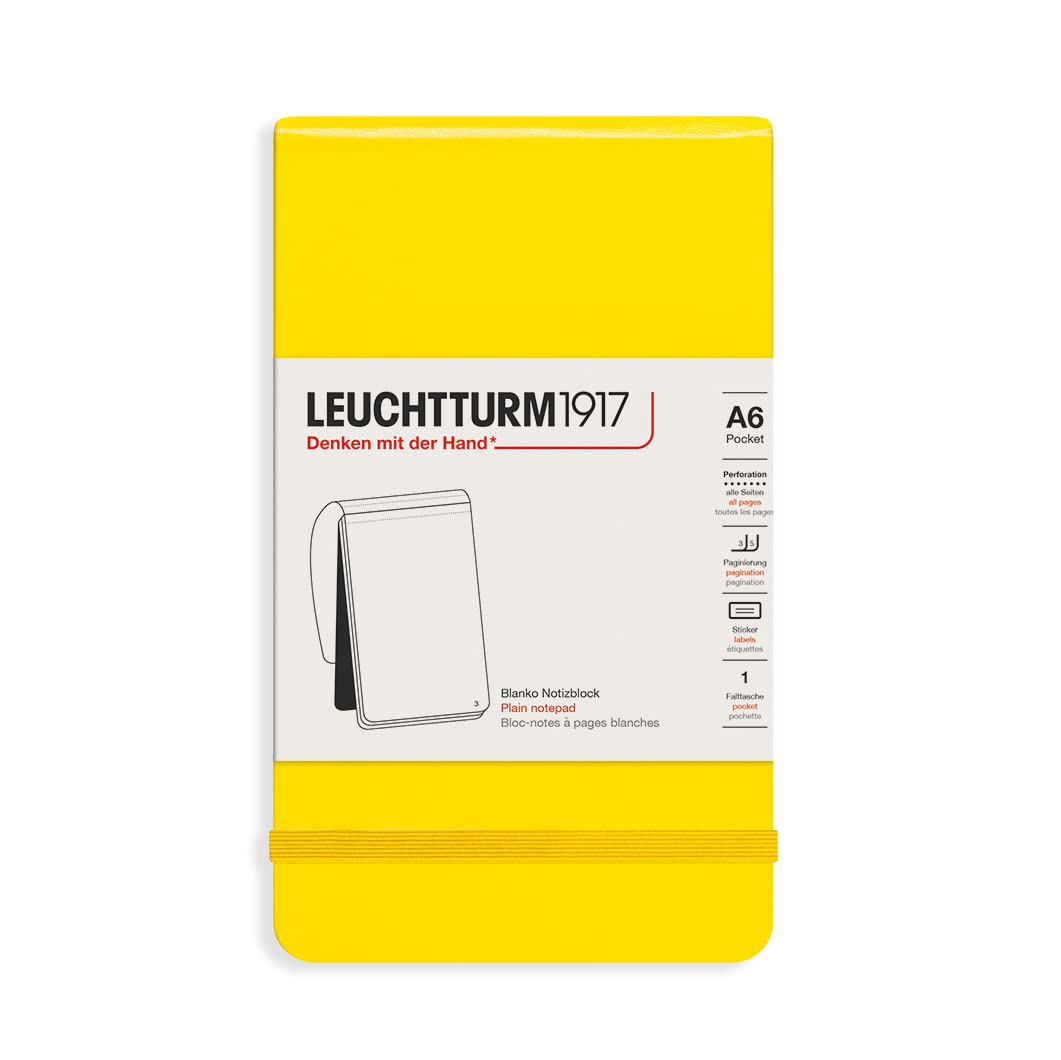 LEUCHTTURM1917 364404 Pocket Notepad (A6), Hardcover, 184 Numbered Pages, Blank, Lemon