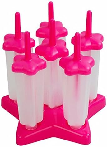 Frozen Ice Cream Pop Mould Tray Pan Kitchen Diy A Set Of 6pcs Five-pointed Star Shaped Molds Nestling Securely In Star-shaped Base (Red)