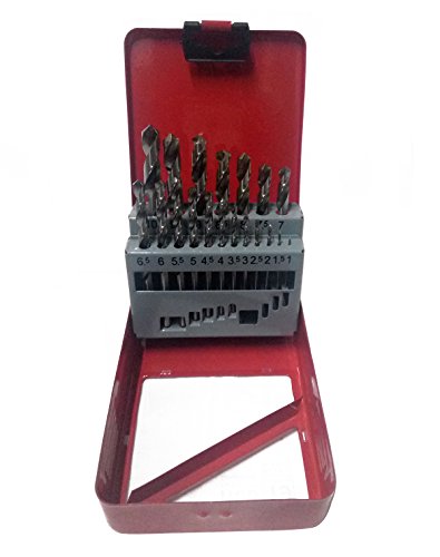 Click Here to See More Images Agile-Shop 19pcs HSS Titanium Coated Twist Drill Bits Tool Set Metric System 1 mm - 10 mm for Joiners Builders Electricians (Silver)