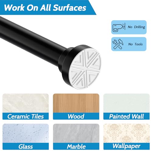 Extendable Shower Rod Curtain Rod Without Drill for Bathroom Bedroom Wardrobe White 85-160CM Φ25mm