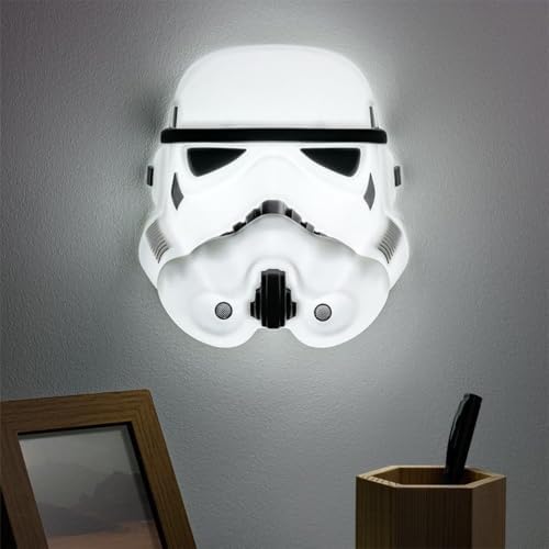 Maschera di Star Wars Stormtrooper, prodotto con licenza ufficiale Disney Star Wars, luce novità, alimentazione USB e a batteria, lampada da scrivania, lampada da parete, regalo
