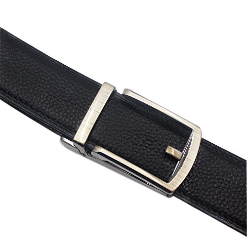 Mens Rachet Dress Belts Black with Automatic Sliding Buckle Click Belt Fits up to 44