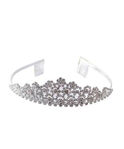 NYFASHION101 Rhinestone Studded Floral Layered Mid Sized Crown Tiara NHTN616SCLY