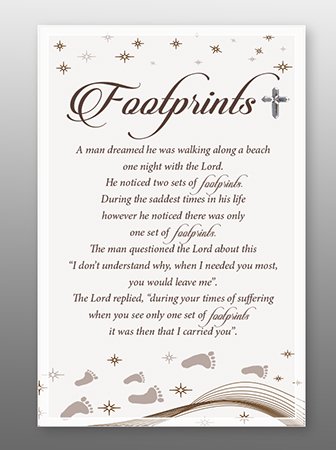 Footprints in The Sand Freestanding Glass Plaque