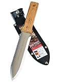 Tomita Japanese Hori Hori Garden Landscaping Digging Tool With 7-inch Stainless Steel Blade & Sheath, Natural Wood Handle (DESIGN 1, 1)