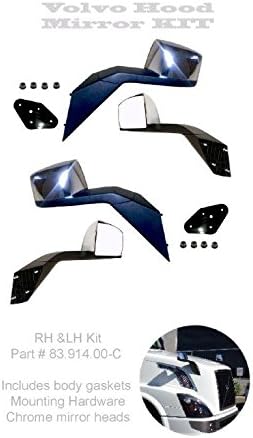 Lucerix Volvo VNL, VNM, VNX, Chrome Hood Mirrors LH&RH Set