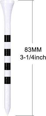 Zivisk Bamboo Golf Tees 83mm 100 Count 3-1/4 in White Black Mark view 2