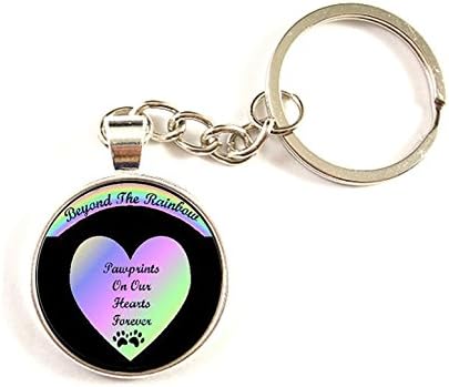 Skyboby Paw Prints on the hearts keychain Silver or brass Charm keyring Pet Dog Cat Animal