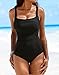 Upopby Women's Vintage Padded Push up One Piece Swimsuits Tummy Control Bathing Suits Plus Size Swimwear