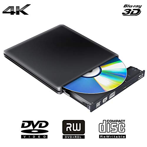 External Blu Ray Dvd Drive 3d 4k Bluray Disc Usb 3 0 Burner Reader Slim Cd Dvd Rw Rom Writer Player For Imac Pc Laptop Macos Windows 7 8 10 Xp Black Color