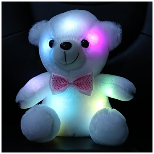 Bstaofy WEWILL Glow White Teddy Bear Stuffed Animal LED Colorful Night Light Plush Toy Soft Floppy Gift for Kids on Birthday Christmas Festivals, 8-Inch - Image 7