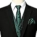 ZEROYAA Men's 3pc Paisley Jacquard Vest Set Necktie Pocket Square Set for Suit or Tuxedo ZLSV14 Green Black Medium