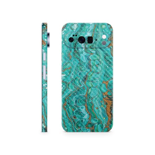 Carbon Fiber Phone Skin Compatible with Google Pixel 10 Pro XL - Turquoise Ripp…