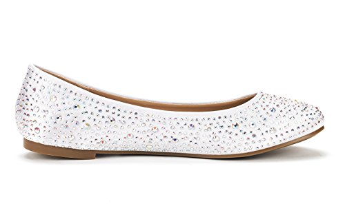 DREAM PAIRS Women�s SoleShine White Rhinestone Ballet