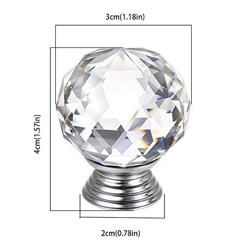 image for Do4U 10pcs 30mm Crystal Glass Cabinet Knob Drawer Pull Handle Kitchen 