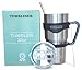 30oz Stainless Steel Vacuum Insulated Tumbler with Double Wall Insulation + Black Handle + Straw by TUMBLINER - Designed to Fit Into a Car Cupholder