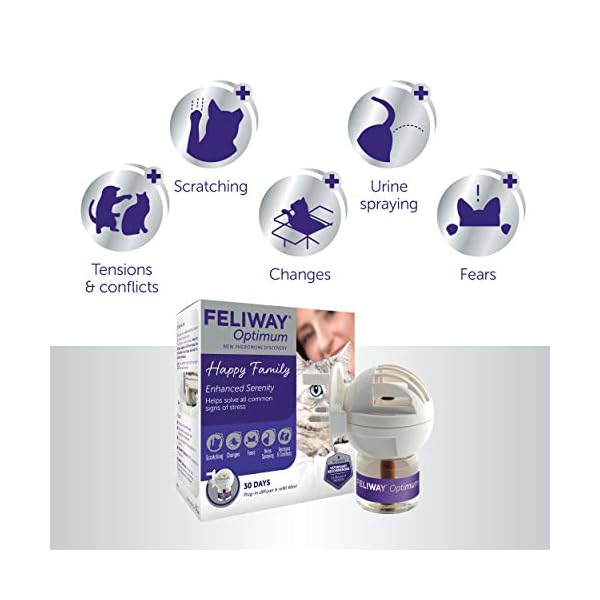Feliway-Optimum-Diffuser-Starter-Kit-and-Refill-48ml FELIWAY Optimum diffuser & 30 day refill, the best solution to ease cat anxiety, cat conflict and stress in the home, 48…