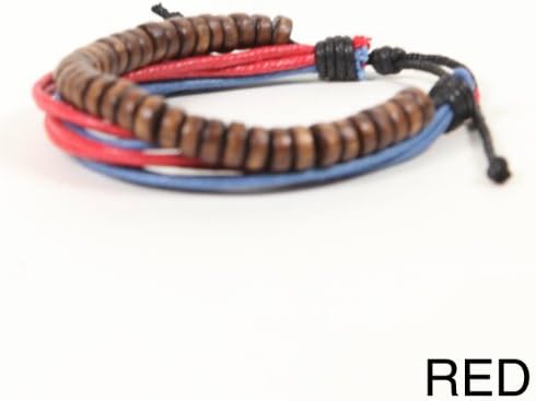 Amazon Co Jp メンズ レディース ウッドビーズ レザー紐のブレスレットアクセサリー 大きい 通年 フリーサイズ 冬 オールシーズン 秋 ビッグ 大きいサイズ サマー ユニセックス Amazon 通販 レッド 赤 Gbra0044 Re 服 ファッション小物