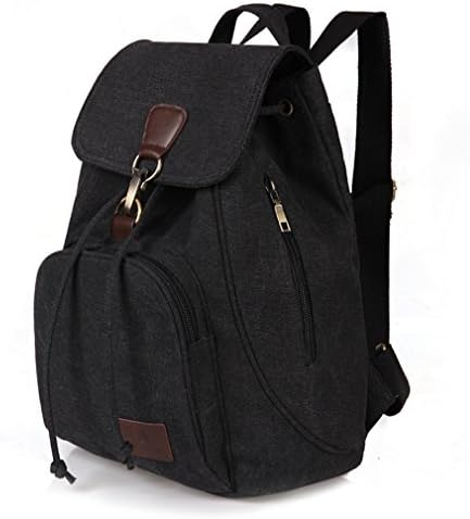 Softstreet Women Canvas Backpack Preppy Style School Lady Girl Student School Laptop Bag Black