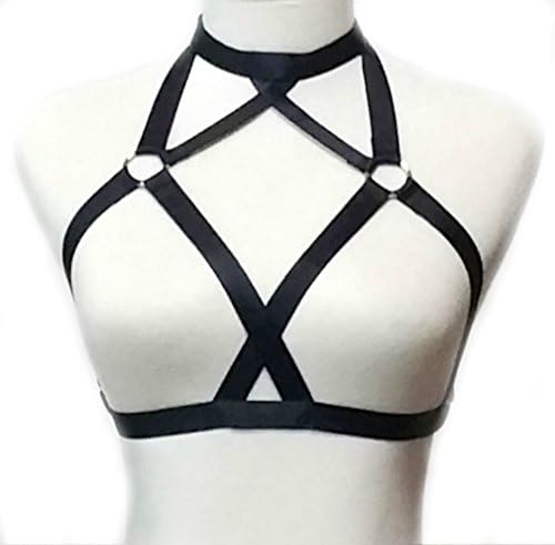 Walemy Harness Bra,Sexy Elastic Cage Bra Strappy - Around the neck Style