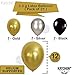 Black and Gold Party Decorations Kit - 6 Pom Poms - Gold Silver Black Circle Garland - 4 Gold Paper 4 Black Paper 4 Silver Paper Tassel Gold Black Banner