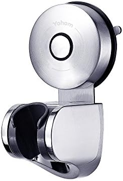 Yohom Vacuum Suction Cup Shower Head Holder Adjustable Handheld Showerhead Bracket Suction Bidet Sprayer Holder Removable Wall Mount Support Stand Clip Stainless Steel Brushed