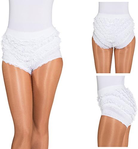 NET TOYS White ruched panties ruffled slip XXL - XXXL (size 26 - 32) frilled pants with lace marching band costume accessory Carnival outfit accessories