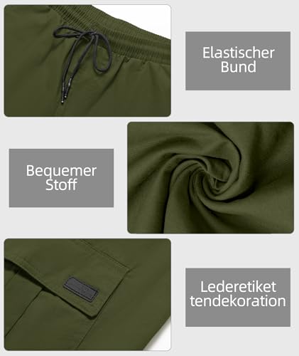 JACKETOWN Men's Cotton Cargo Shorts - Summer Casual Bermuda Shorts With Elastic Waist