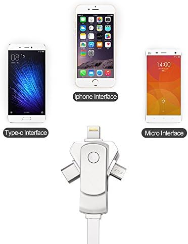 USB Type C / Lightning / Micro 3 in 1 Charging Cable, Getwow 1ft / 30cm Multiple Universal Charging Cable for iPhone, iPad and Android Smartphone