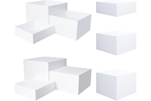 GGSTDDUP 9 Pcs Acrylic Risers Display Stands, Food Risers for Buffet Tables, White Acrylic Box Display Nesting Risers Dessert Table Display Set for Buffet, Wedding, Event, Birthday Party
