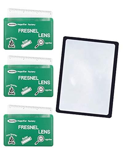 MagDepo 3 Pack Card Magnifier Ruler Fresnel Lens Fire Starter Credit ...