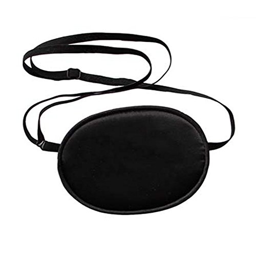 2 Pcs Adjustable Silk Pirate Eye Patches Black Soft and Comfortable Single Eye Mask for Adult Kids' Amblyopia Strabismus Lazy Eye (Adult Size)