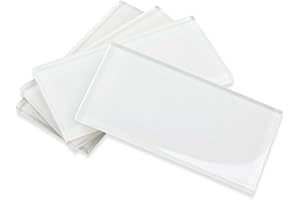 Soulscrafts Glass Subway Tile, 3x6 Inch Glass Tile for Kitchen Backsplash Bathroom Shower Wall White (32 Pcs, 4 sq.ft)