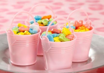 Pink Acrylic 2 Mini Buckets for Baby Shower Favors, Parties and Crafts - Set of 12 by Victoria Lynn