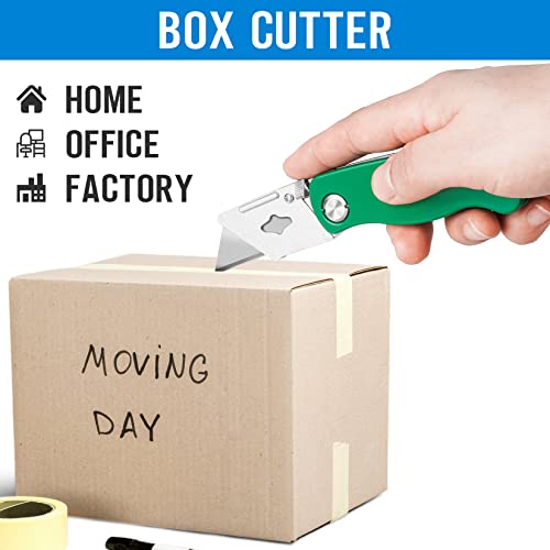 4PACK Box Cutter Folding Utility Knife Heavy Duty Metal Carpet Knife