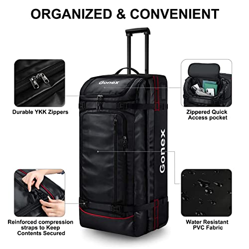 Gonex Rolling Duffle Bag with Wheels, 100L Water Repellent Large