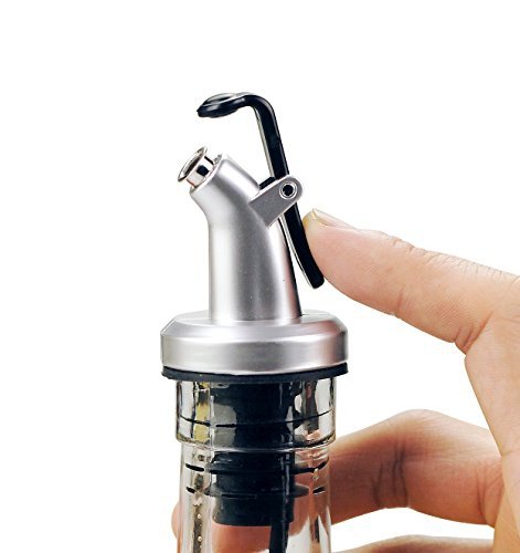 Ellora Farms | Venus Chef Pourer | BPA Free | Specially Designed for Oil, Vinegar, Wine or Salad Dressings | Dispenser Bottles Top Black | Fits 16 oz bottles | Pack of 4