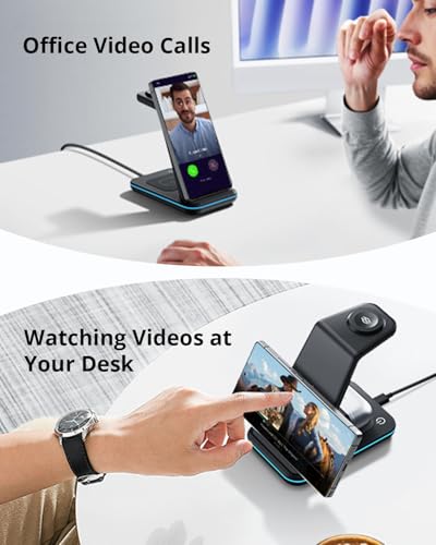 JoyGeek Wireless Charger for Samsung&Android: 3 in 1 Charging Station for S26/S25/S24/S23/S22/S21/S20/Note20/Z Fold&Flip, Galaxy Watch8/7/6/5/4/3/Active2/1, Buds 3 Pro