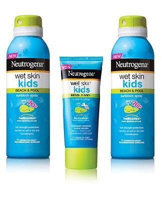Neutrogena Wet Skin Kids Sunblock Spray (Spf 70 ) Pack of 2 with Bonus Wet Skin Kids Sunblock Lotion (Spf 45)