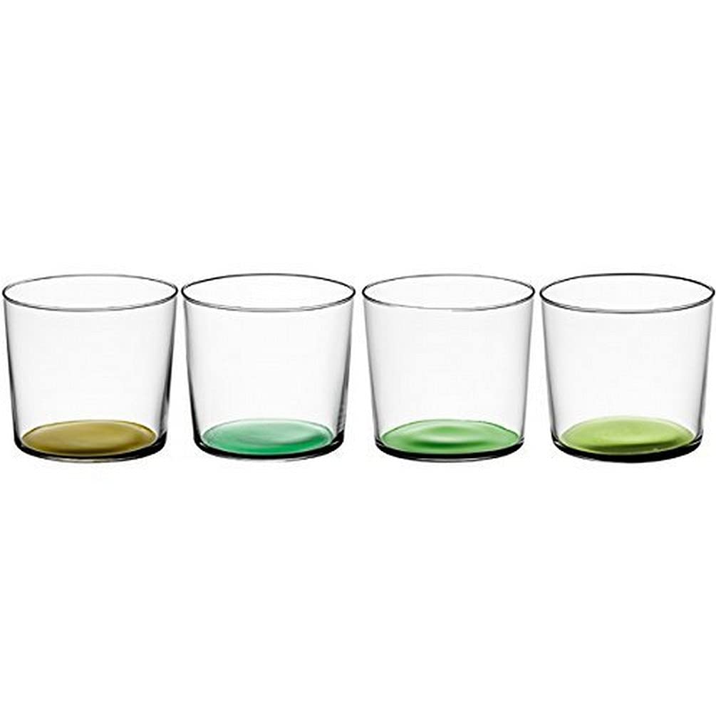 LSA International Coro Tumbler 310 ml Leaf Assorted | Set of 4 | Hand Painted Glassware | CZ18, Green