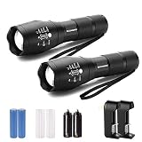 Super Bright LED Flashlight, Binwo 2000 Lumen CREE T6 Flashlights with Adjustable Focus and 5 Light Modes, 2 Rechargeable 18650 Batteries and 2 Chargers Include