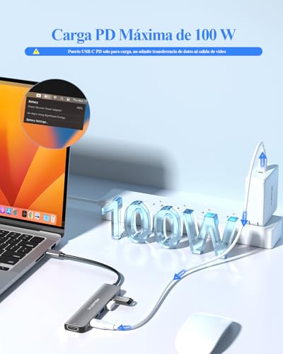 LENTION 6 in 1 USB C to HDMI Adapter 4K@60Hz, USB C Hub with USB-C Data Port, 3 USB 3.0, PD 100W, Compatible with MacBook Pro 2026-2016, New MacBook Neo, Surface, iPhone 17/16/15 Series(Grey)