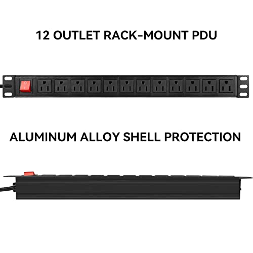BTU Power Strip Surge Protector RackMount PDU, 12 Outlet Power Strip