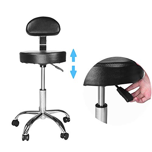 Gotian Chair Workstation Hydraulic Lift Round Stool Beauty Chair Treatment for Beauty Salons, Coffee, PC Gaming Desk, Study Desk, Home Office Coffee Tea Table Black