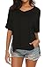 Tobrief Women’s Summer V Neck Short Sleeve Shirts Basic Tee Tops with Side Split